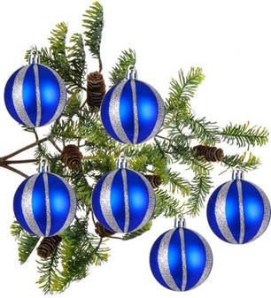 Plast julekugler med glitter, fire farver til at vælge, Ø 6 cm, 6 stk