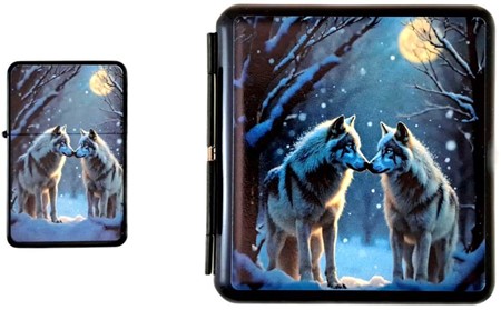 Eksklusivt Ulve Gavesæt. Cigaretetui og Lighter i Kunstnerisk Design