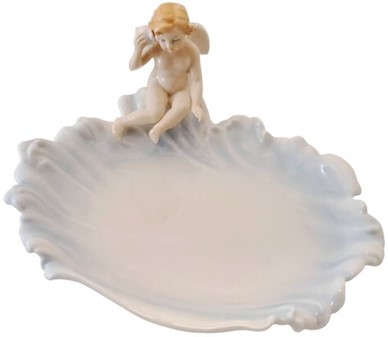 JULEBORD DEKORATION. Elegant porcelæn tallerken med englemotiv