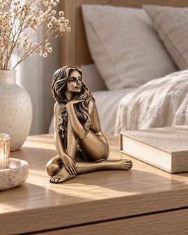 Romantisk bronzefigur. Sensuel kvindeakt i kunstnerisk lille form
