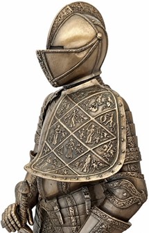 MIDDELALDER RIDDER. Flot bronze figur af ridder med et sværd