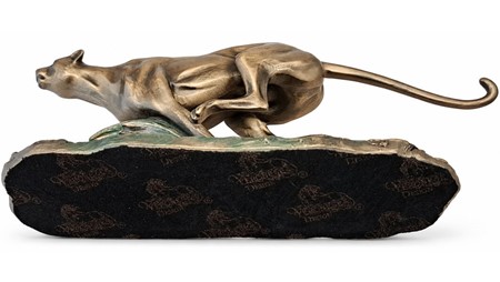 Bronze figur af gepard på flugt. Fænomenal pynt til hjemmet og kontor