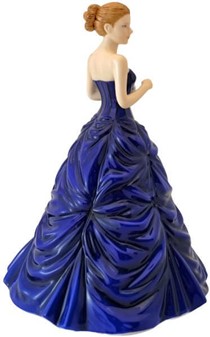 Smuk Royal Doulton porcelænfigur af dame i en dyb blå kjole