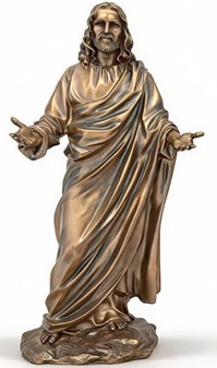 JESUS FIGUR. Katolske, religiøs julegaveide i form Kristus bronzefigur
