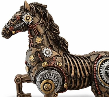 Enestående Steampunk Hest: Unik Bronze Kunst – Drømmenes Mekanik!