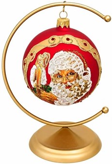 Smukkeste julekugler. Knald rødt julekugle med julemand. Ø 10 cm
