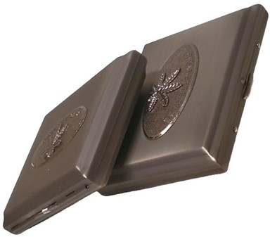 CIGARETETUI 18 STK. Etui til standard cigaretter dekoreret hampblad
