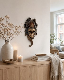 BILLIG VÆGDEKORATION. Bronzebelagt venetianske maske, bolig ting