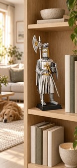 HISTORISKE FIGURER. Tempelridder - unik middelalder ridder skulptur