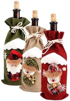 Nisse vinskjuler i tre farver med figuren af ​​en snemand og julemand