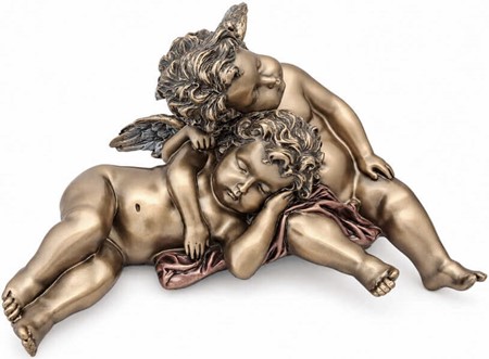 JULEGAVE IDEER TIL HENDE. Smuk bronzefigur af sovende to engle