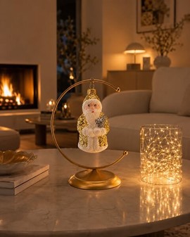 Guld julemand glasfigur (10 cm) | Eksklusiv julepynt i glas