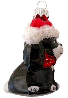 Julekugler figurer. Glas Cocker Spaniel i en kasket, sort. H: 8,20 cm