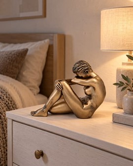 BILLIG KÆRESTE GAVE. Bronze statuette af siddende nøgne kvinde