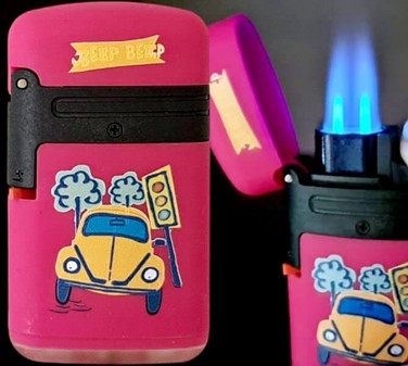 Lyserød VW Beetle Lighter. Billig, vindtæt og med retrocharme