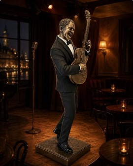 Jazzguitarist figur i bronze – Unik gave til ham der elsker musik