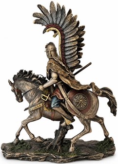 Udsøgt bronze figur af Hussar, polsk kriger på heste. God gave til ham
