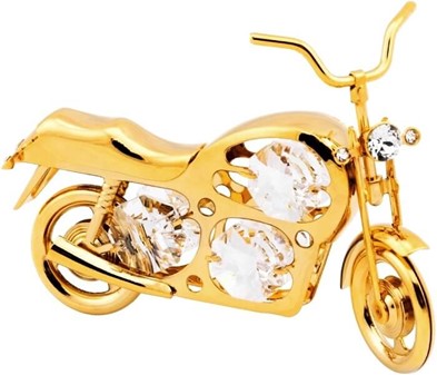 SMÅ GAVER TIL HAM. Guldbelagt motorcykel med Swarovski krystaller