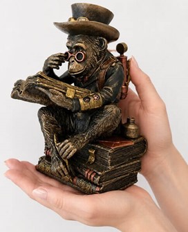 STUDERENDE GAVE. Chimpanse videnskabsmand - Steampunk figur