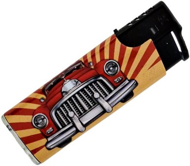 LIGHTER MED BILLEDE. Engangslightere med billeder af retro biler 5 stk