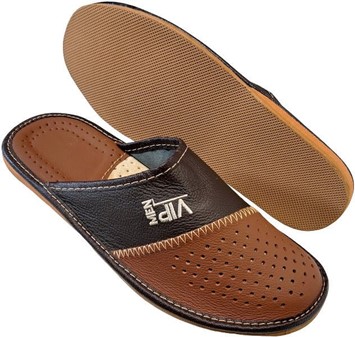HERRE HJEMMESKO LÆDER. Billige klassisk slippers herre, kun 159 kr