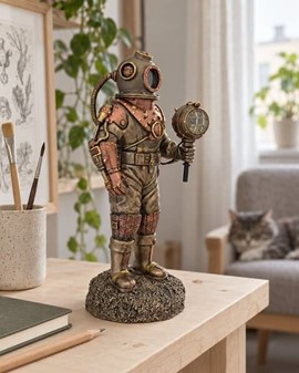 DEKORATION HJEMMET. Steampunk Veronese figur af døde dykker med LED