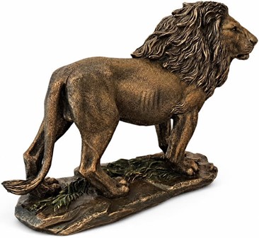 BRONZEFIGUR LØVE. Spændende junglens konge, stor hjemmet dekoration