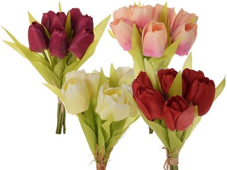 Kunstige tulipaner af satin i form af en buket, 7 blomster 33 cm