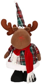 Sjov julepynt. Smuk stort rensdyr figur på teleskopben. H: 50 - 65 cm