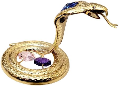 JULEGAVEN TIL MÆND. Kobra. Forgyld figurine med Swarovski krystaller
