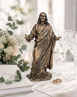 JESUS FIGUR. Katolske, religiøs julegaveide i form Kristus bronzefigur