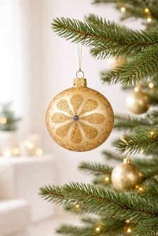 Guldfeber på Juletræet! 6 Matte Julekugler med Glimmer-Wow! Ø 8 cm