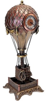PEJS DEKORATION. Dekorativ ballon med ur. Steampunk bronzefigur
