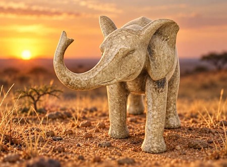 Elegant Granit Elefant Figur. Et symbol på styrke og lykke som gave