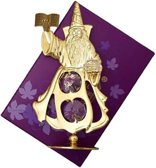 JULEGAVER TIL BEDSTEMOR. Forgyldt troldmandsfigur med krystaller