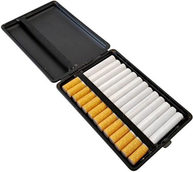 CIGARET ETUI TIL KORTE CIGARETTER. Rødbrun stor cigaretetui ægte læder