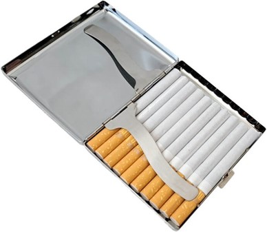 Cigaretetui metal til 20 cigaretter med Yorkshire Terrier-design