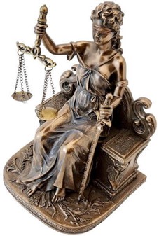 Themis figur. Retfærdigheds gudinde, skabt til advokater med stil