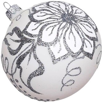 Hvide juletræskugler glas. Smukke håndblæste julekugler. Ø 10 cm 6 stk