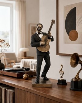 Jazzguitarist figur i bronze – Unik gave til ham der elsker musik