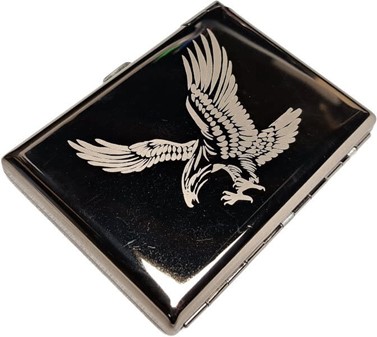 Grafitfarvet metal cigare tetui med lighter. Til 20 stk cigaretter