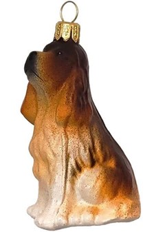 Juledekorationer 2022. Sød glas figur af cocker spaniel, højde 14 cm