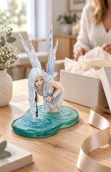 Eventyrlig Dekoration og Nøglen til Magi. Elegant Fe-Prinsesse Figur