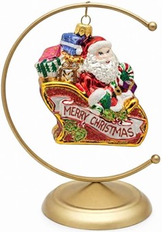 Julefigur. Fantastisk glasfigur af julemanden i slæde til juletræ