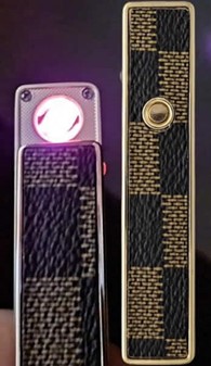 Luksuriøs el lighter i guld og sort. USB opladelig og vindtæt