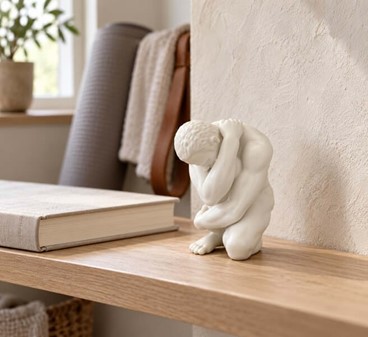 ATLET. Nøgen Mand Porcelæn Figur, der Forener Styrke og Skønhed