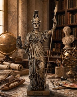 Imponerende Athene Gudinde Figur. Græsk Myndighed til Kontor og Hjem
