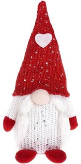 Nissedame med hvide fletninger, en sjov adventsdekoration H 28 cm