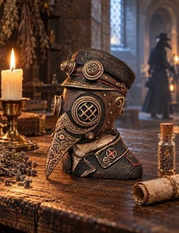 DEKORATION TIL STUEN. Impossant figur af Pestlægen i Steampunk stil