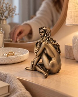 Romantisk bronzefigur. Sensuel kvindeakt i kunstnerisk lille form